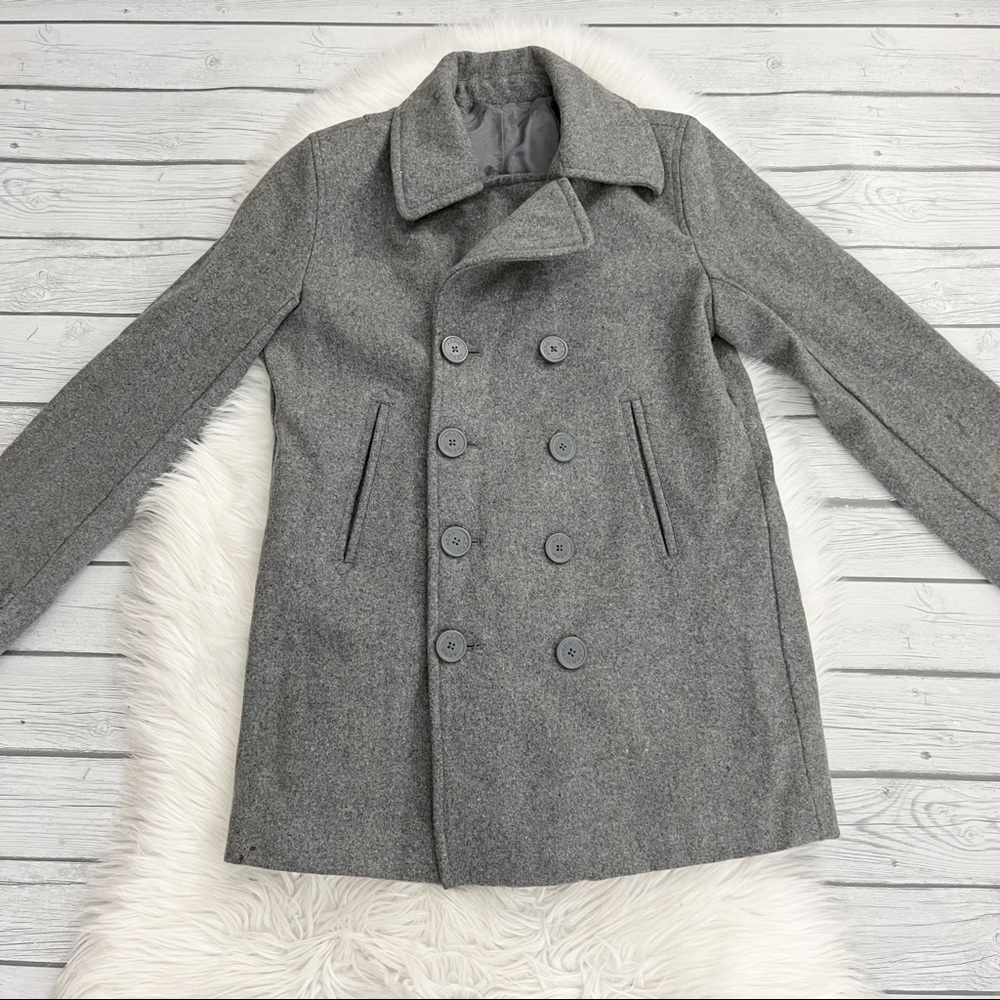 Aeropostale Gray Pea Coat Double Breasted Jacket
